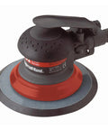 Close-up of 6 Inch Orbit Palm Pneumatic Sander Vacuum Ready, 12,000 RPM Powerhouse With Lightweight Composite Body on a white background.