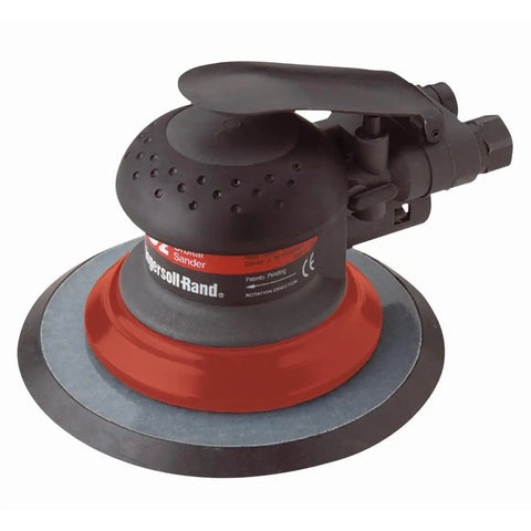 Close-up of 6 Inch Orbit Palm Pneumatic Sander Vacuum Ready, 12,000 RPM Powerhouse With Lightweight Composite Body on a white background.