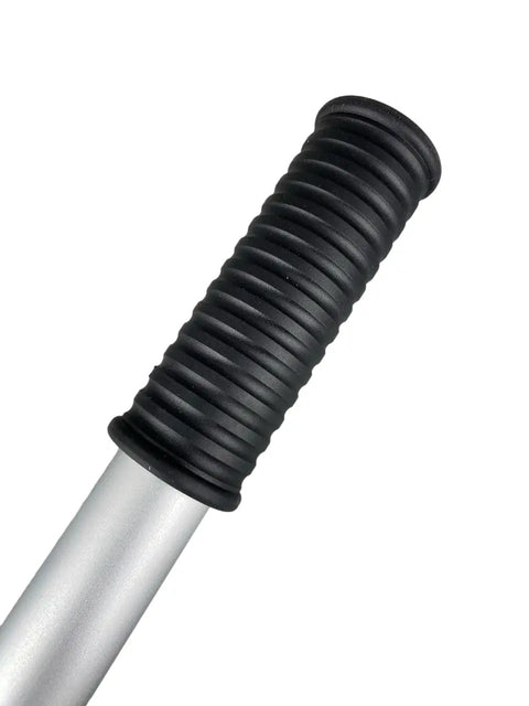 Telescopic Trolling Motor Extension Handle for Boats showing black anti-slip rubber grip and anodized aluminum tube.