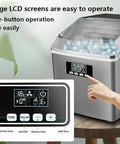 Countertop Ice Maker With Three Quick Pour Spouts And Lightning Freeze Tech For Counters Desks Or Bars Churning Out Crisp Cubes Around The Clock With Zero Fuss And Total Ease showing large LCD screen and controls.