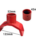 Beefy Bottle Jack Adapter Lifting Saddle For 2 To 4 Inch Axle Tubes showing 135mm base and 52mm socket, heavy-duty steel design