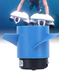 5000KV RC Underwater Thruster With 60mm Propeller For Submarines And RC Boats, in blue, shown underwater with swimmer