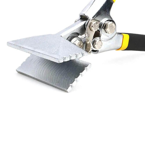 Close-up of 75mm Curved Sheet Bending Pliers For Metal Seaming And Edge Forming with heavy duty design, serrated jaws, steel construction.