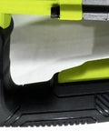Close-up of the ergonomic handle of a 1500 Watt Heavy Duty Rotary Hammer Drill with safety features.