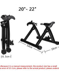 Indoor Bike Trainer Stand For 20 To 22 Inch Wheel Size Mountain And Road Bikes with adjustable height shown in dimensions