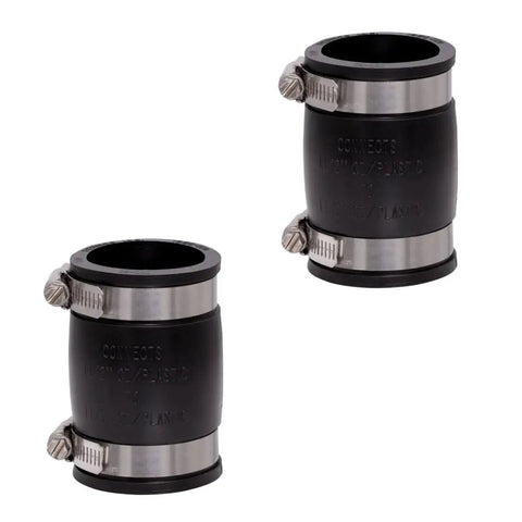 Flexible PVC Pipe Coupling One And A Half Inch For Cast Iron And Plastic Plumbing Connections Leak Proof Elastomeric Fitting Durable 2 Pack