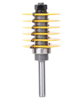 Premium No Nonsense Box Joint And Finger Joint Router Bit With Heavy Duty 8Mm Shank Yg6 Alloy Cutter Head, showcasing yellow cutter head and steel shank.