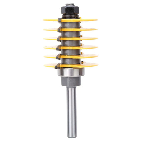 Premium No Nonsense Box Joint And Finger Joint Router Bit With Heavy Duty 8Mm Shank Yg6 Alloy Cutter Head, showcasing yellow cutter head and steel shank.