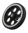 EFYOK A20F-200X6mm Industrial Aluminum Rubber Measuring Rotary Encoder Meter Wheel, black with silver edge, 6.4cm size.