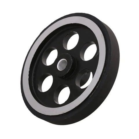 EFYOK A20F-200X6mm Industrial Aluminum Rubber Measuring Rotary Encoder Meter Wheel, black with silver edge, 6.4cm size.