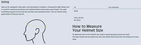 Diagram showing how to measure head size for Kids Bike Helmet With Built In Visor And Reflective Straps, size 49-53 cm in blush.