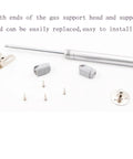 Gas Spring Lift Support For Cabinet Doors 20N 4.4 Lb, Stainless Steel And Nylon Construction, components laid out
