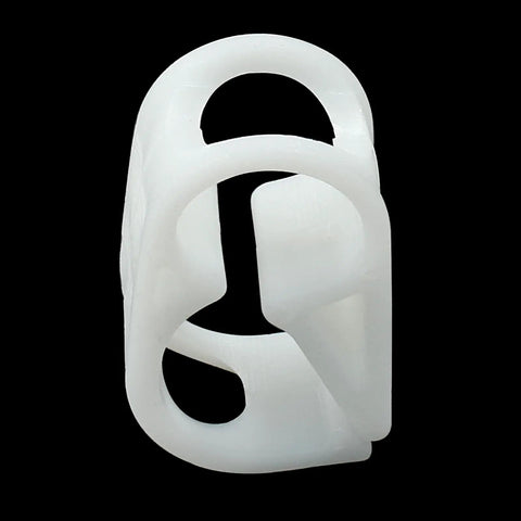 Five Pack Adjustable Plastic Tubing Clamps For 1/4 To 5/16 Inch Tubing Lab Flow Control Hose Clamps Pinch Valve Style Durable White POM Plastic Leak Proof High Clamp Grip, single clamp detail.