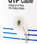 Close-up of Dope 500 Foot Cat6 Bulk Ethernet Cable 23 AWG CCA UTP Indoor Network Cable Gray showing cable end in pull box