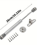2 Piece Soft Close Cabinet Hinges With 100N Gas Strut Lid Support Smooth Hydraulic Spring Lift, silver 26cm/10.23in with screws.