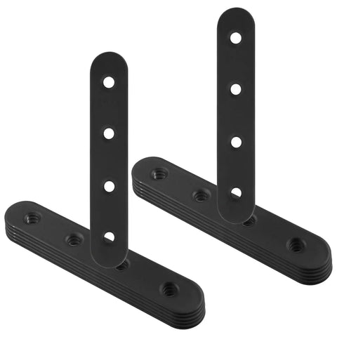 12 Pack 4 Inch Straight Brackets Stainless Steel Flat Mending Braces Black Connector Plates in stack display.