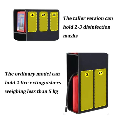 Heavy Duty Steel Fire Extinguisher Cabinet Double Storage Compartment Tough As Nails Weather Resistant Emergency Box Top Shelf Black Industrial Grade Quick Access Hub