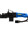 AOXHUGB Portable Electric Hydraulic Rebar Bender Machine in blue and black, designed for quick steel bar bending and professional use.