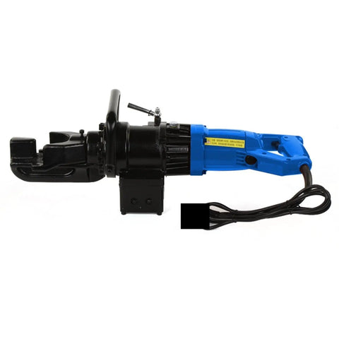 AOXHUGB Portable Electric Hydraulic Rebar Bender Machine in blue and black, designed for quick steel bar bending and professional use.