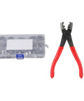 80 Piece Stainless Steel Hose Clamp Assortment Kit With Pliers And Case For Auto Work, Rust Proof Clamping Tools For Plumbing Or Repair Jobs No Leaks Guaranteed To Get The Job Done Right. Case and red-handled pliers
