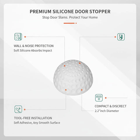 Diagram of a Peel And Stick Silicone Door Stopper No-Drill Self-Adhesive Wall Bumper showing design and features