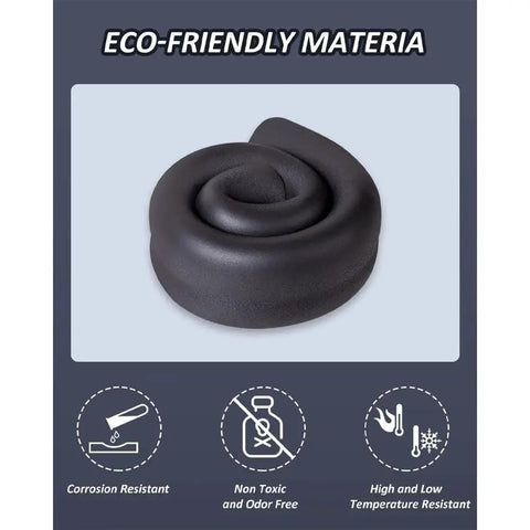 Foam Pipe Insulation Tubing 1 Inch ID 6 Ft Long Self Extinguishing Black Foam Tube coiled on grey background, eco-friendly material label