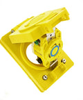 Locking Receptacle For Tough Jobs 30 Amp 250 Volt L15-30R 3 Phase Pro Grade Industrial Flush Mount With Grounding Wet Location Cover Yellow Nylon