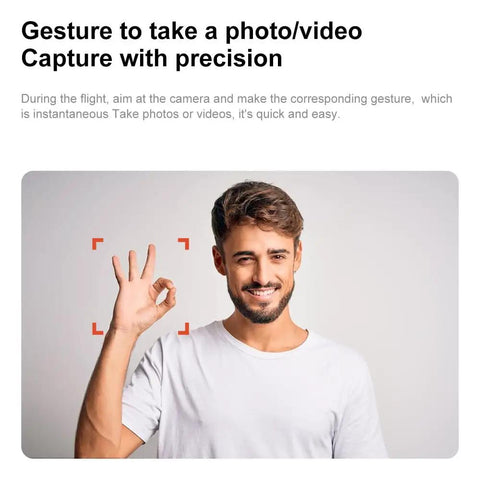 Person using gesture control for 4K HD Dual Camera Drone With Remote Control Screen, Brushless Power, Propeller Guards.