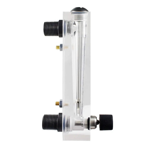 Side view of Panel Mounted Water Flow Meter M 15 0.1 to 1 GPM and 0.5 to 4 LPM with 21mm external thread, 13.5mm hole