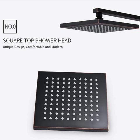 UMJIGF Shower System with Hot and Cold Water Black Shower Faucet Set Multifunction Single Handle Shower Combo Set with Shower Head, Square top shower head design with unique pattern and modern style.