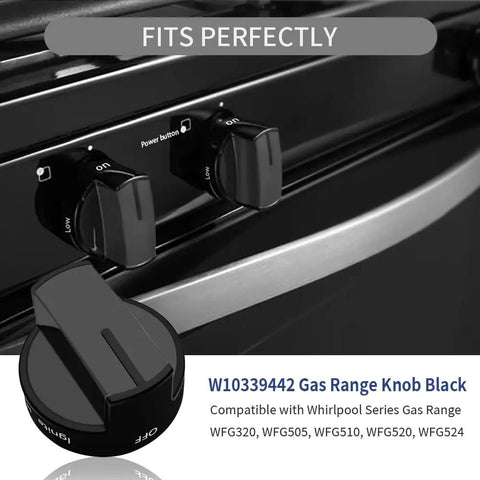 4 Pack Black Gas Range Knob Replacement For Whirlpool And Maytag Ranges Stoves And Ovens W10339442 WPW10339442 PS3507188