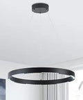 Dope Black LED Ring Pendant Light 23.6 Inch Dimmable Modern Chandelier With Adjustable Color Temperature 3000K 4000K 6000K ceiling view