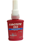 Medium Strength Blue Thread Locker That Keeps Nuts And Bolts Tight Through Shock And Vibration, bottle of adhesive