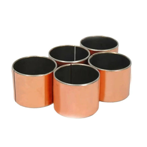 Top Shelf Heavy Duty Self Lubricating Composite Oilless Bushings With Solid Copper Sleeve Bearings, showing five copper bushings.