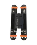 Hella Easy Install Super Smooth Closing Hidden Adjustable Furniture Hinge For Invisible Concealed Door Closer And Folding Cabinet Hardware With Totally No Sweat Assembly, black with orange accents.