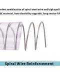 Close-up of a Half Inch PVC Reinforced Tubing With Spiral Steel Wire 25 Ft Built Tough High Pressure Flexible Vinyl Hose
