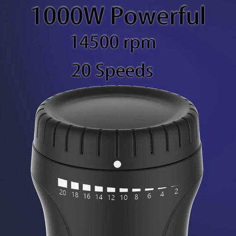 Top view of Heavy Duty 1000W Immersion Blender With 20 Speed Settings showing dial for variable speeds.