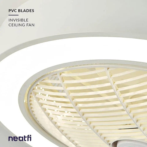 PVC blades of bladeless flush mounted ceiling fan with light and remote control cool 3 speed settings three adjustable LED color modes