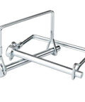 Heavy Duty 15 Piece One Quarter Inch Locking Pin Set For PTO And Trailer Hitch Couplers Zinc Coated Steel Wire Lock Pins Durable All Weather Construction Rust Resistant Includes 3 Inch Pins For Quick Secure Fit, side view showing zinc coating and wire design.