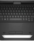 Top view of Heavy Duty 14 Inch Rugged Laptop With Intel Core i7 Processor And 16GB Ram showcasing black keyboard and touchpad.