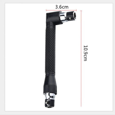 Double Ended Socket Wrench And Hex Driver Adapter Quarter Inch L Shaped Handle with cushioned grip, 10.9cm long, heavy-duty tool.