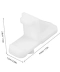 Close-up of a white clip from Ten Pack Refrigerator Shelf Support Clips And Freezer Bracket Set, dimensions labeled