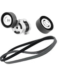 Premium Heavy Duty Belt Tensioner Compatible For BMW Main Drive Crankshaft Pulley Kit 11287524267 11281440378 11287631810 74Mm Idler Direct Bolt Fit No Modding Saves Time Replacing Old Parts With Reliable Upgrade For Engine Runs Great Right Now. shown with belt and pulleys