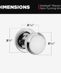 Polished Chrome No Turn Dummy Door Knob Set Round Interior Pull Push Handle For Closets And Pantry French Double Doors Microban Protection Easy DIY Install Pack Of 4, 2 7/16 inch