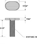Technical diagram of tee bolt from Five Star Knobs And Tee Bolts Set For T Slot Track Accessories Go To Kit Five Sixteenth Inch Eighteen Thread