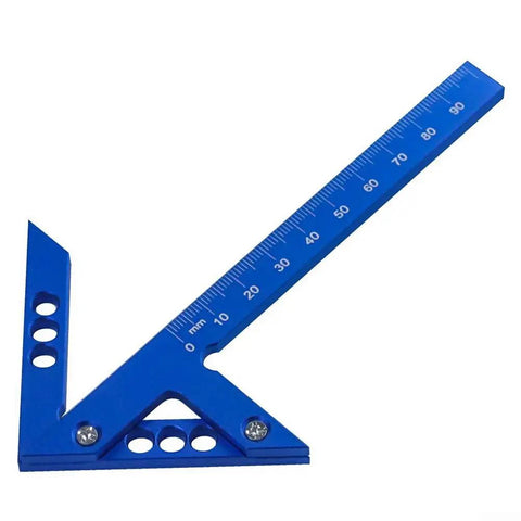 45 And 90 Degree Right Angle Center Finder Ruler For Woodworking Aluminum Alloy Scribe Measuring Tool Pro Grade Blue Metric