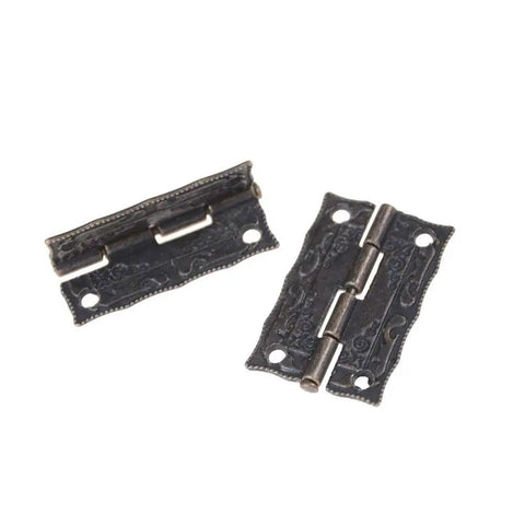 Antique Bronze Decorative Hinges For Small Cabinets And Drawers 2-Piece Wood Box Hinge Set Brass Cabinet Door Butt Hinges Vintage Style Hardware
