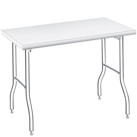 Foldable Stainless Steel Table 48x30 Inch Rock Solid Heavy Duty Portable Workstation For Kitchen Prep Catering Garage Workshop And Home Use 600 Pound Capacity Easy Fold And Clean.