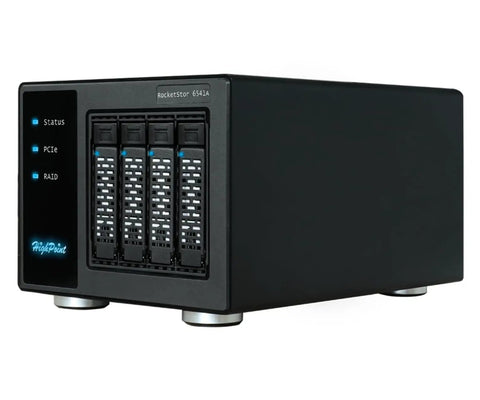 Built Like A Tank 4 Bay U.2 To PCIe 4.0 X16 NVMe RAID Enclosure in black with four drive slots and status indicators.