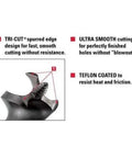 Tri Cut 1 Inch By 18 Inch Auger Bit With Ultra Smooth Cutting For Clean Burr Free Holes And Fast Drilling, Teflon coated.